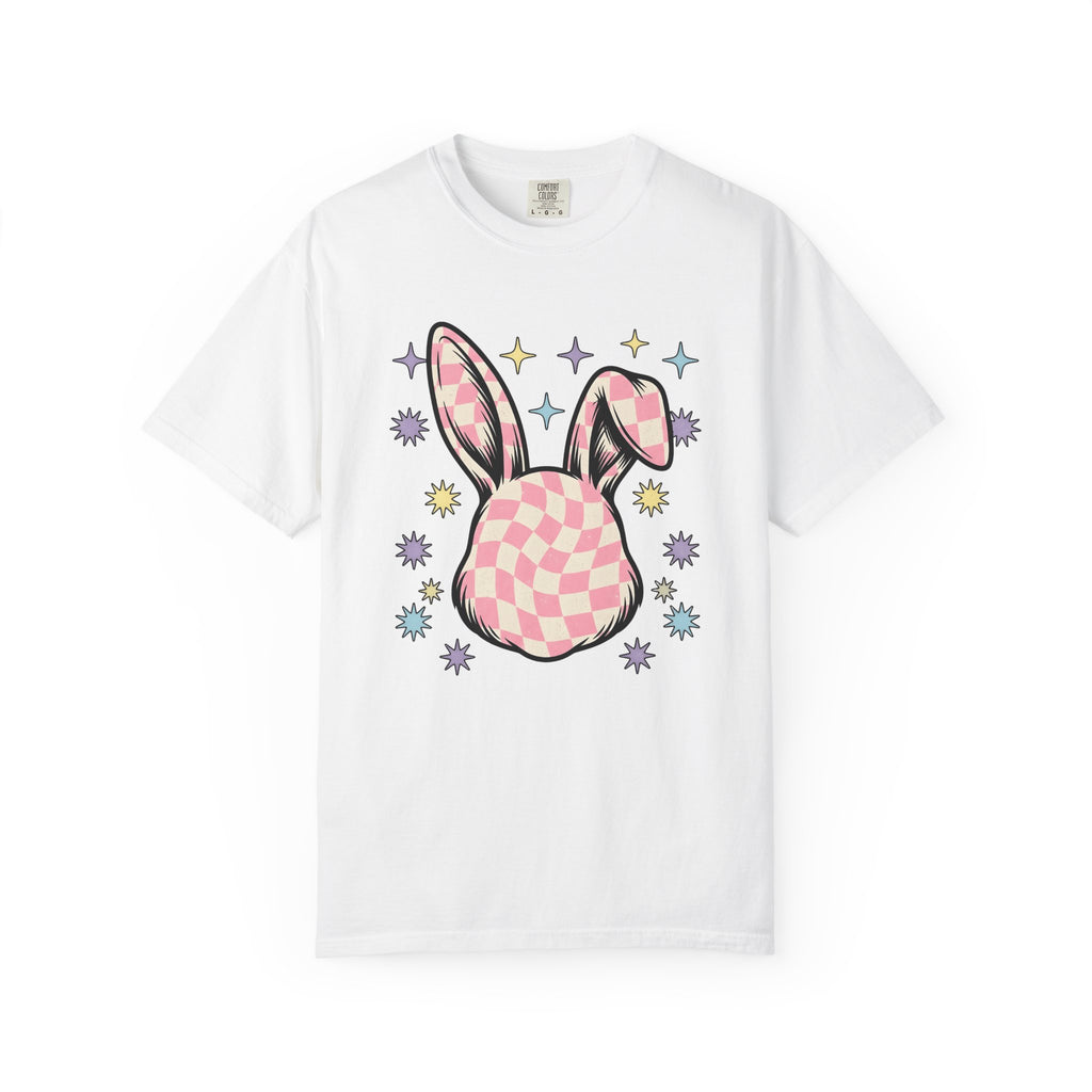 Rabbit Head Shirt Easter Fauna Gift Women Abstract Tee Bunny T-Shirt Easter Fan Hare Tshirt Wildlife Graphic Old School Glitter Tshirt