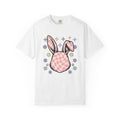 Rabbit Head Shirt Easter Fauna Gift Women Abstract Tee Bunny T-Shirt Easter Fan Hare Tshirt Wildlife Graphic Old School Glitter Tshirt