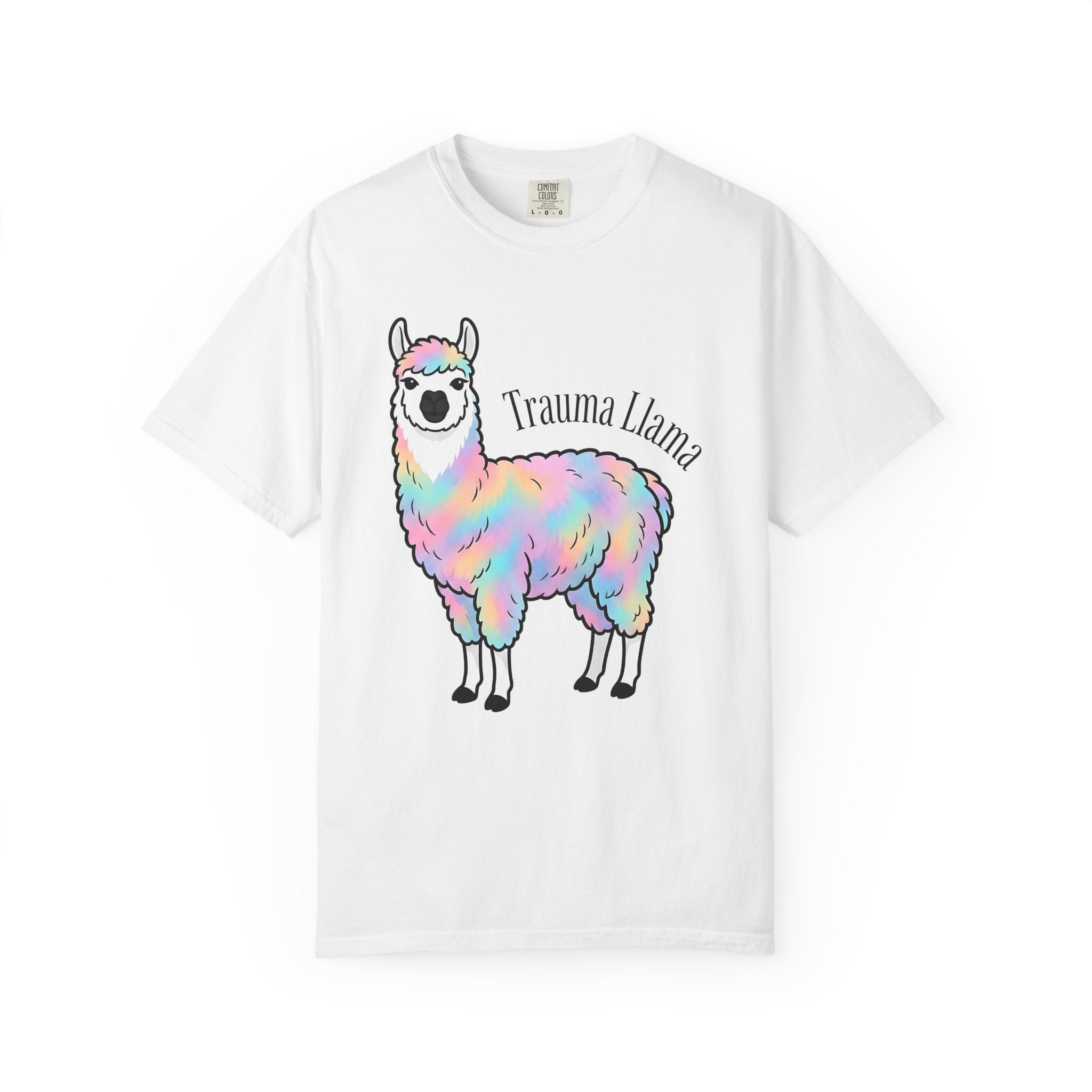 Rainbow Llama Shirt Animals Humor Gift Women Cartoon Tee Alpaca T-Shirt Creature Fan Toon Tshirt Funny Graphic Kawaii Pastel Fur Tshirt