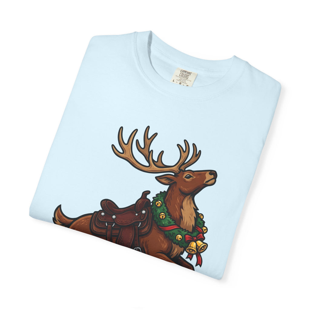 Elk Saddle Shirt Christmas Pets Gift Women Animated Tee Saddle Blanket T-Shirt Xmas Fan Cartoon Tshirt Animal Graphic Hand Drawn Christmas