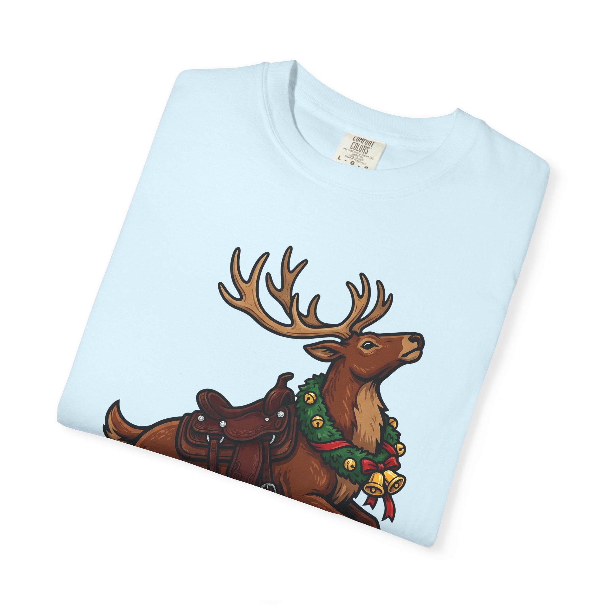 Elk Saddle Shirt Christmas Pets Gift Women Animated Tee Saddle Blanket T-Shirt Xmas Fan Cartoon Tshirt Animal Graphic Hand Drawn Christmas
