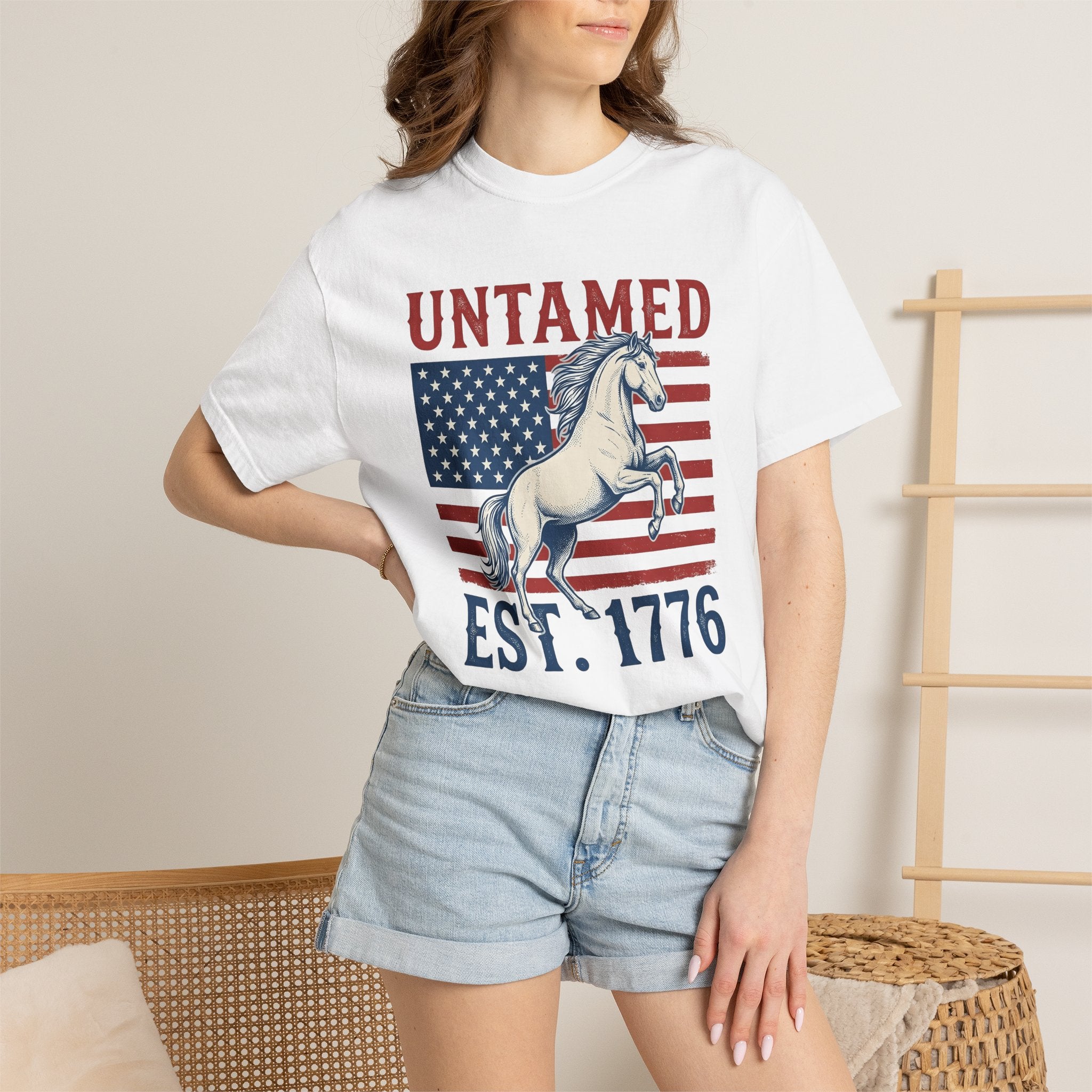 Patriotic Horse Shirt America Western Gift Women Vintage Tee Equine T-Shirt American Enthusiast Distressed Tshirt Cowboy Graphic Retro