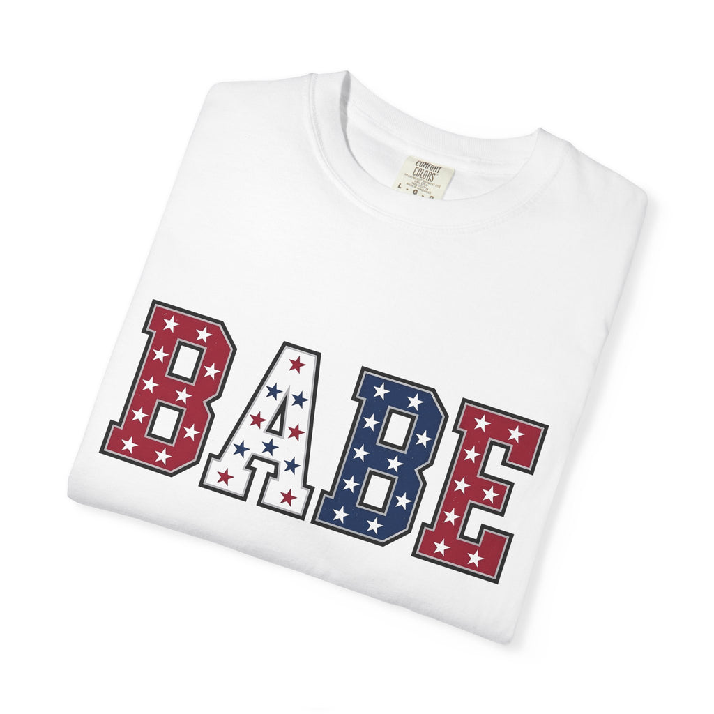 Varsity Star Font Shirt America/4th Of July Liberty Gift Women Thick Tee Block Letter T-Shirt Patriot Fan Bold Typography Tshirt Freedom