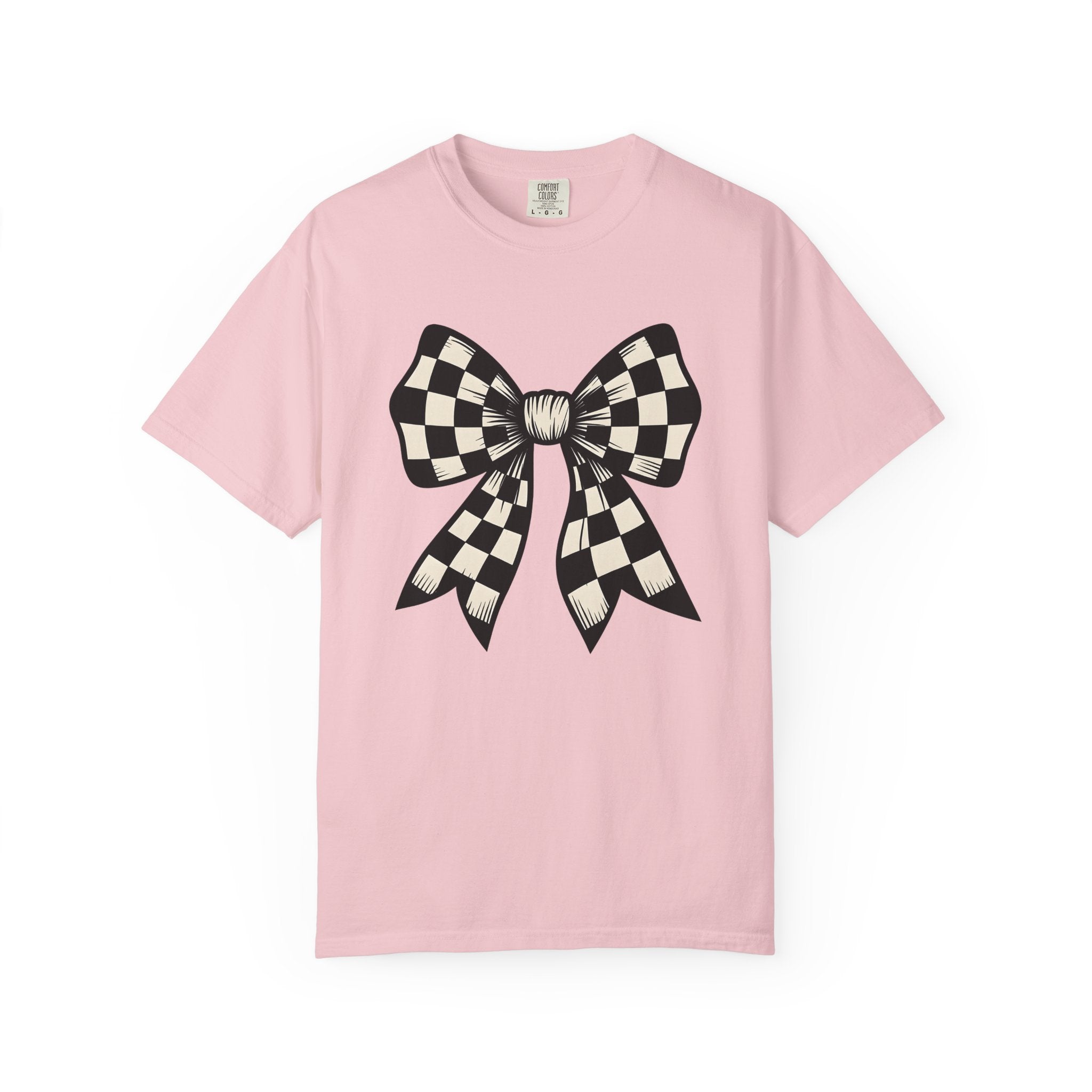 Checkered Bow Shirt Bow Fashion Gift Women Bold Graphic Tee Plaid Bow T-Shirt Bow Fan Graphic Tshirt Style Illustration Retro Ribbon Tshirt
