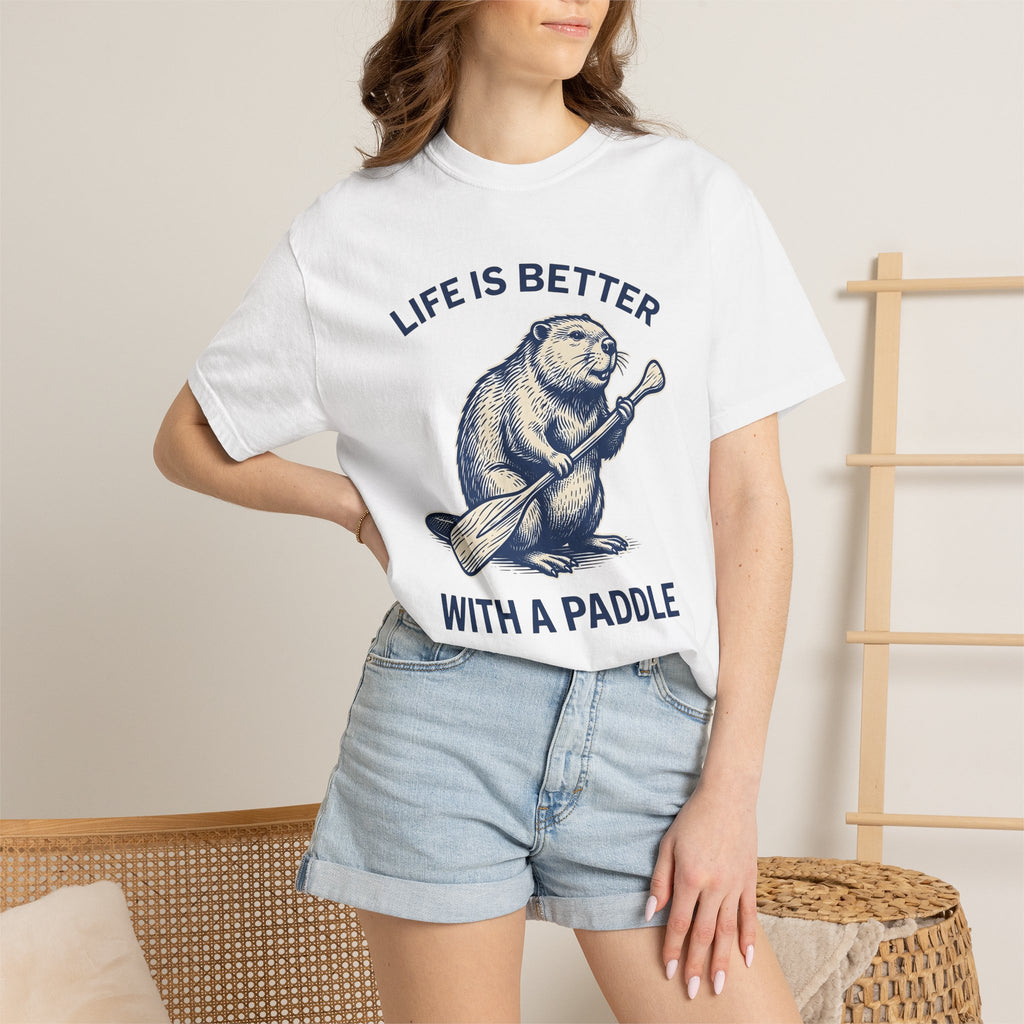 Beaver Oar Shirt Sports & Activities Hiking Gift Women Retro Tee Paddle T-Shirt Athlete Enthusiast Vintage Tshirt Trekker Graphic Sketch