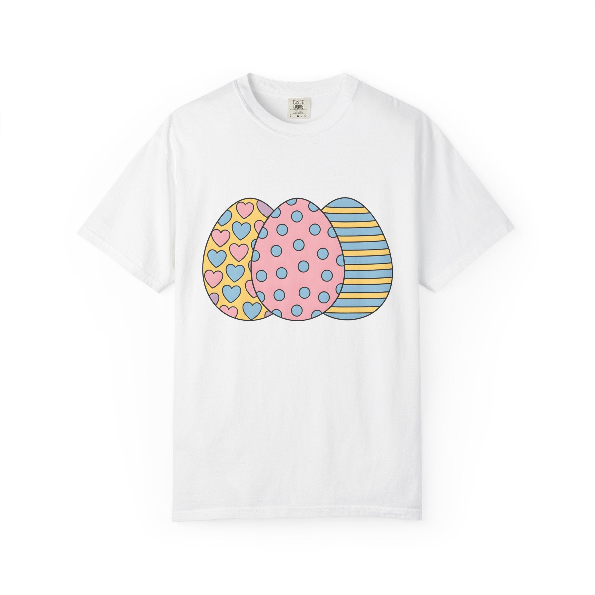 Easter Eggs Shirt Easter Holiday Gift Women Cute Tee Egg T-Shirt Easter Fan Egg Tshirt Holiday Graphic Pastel Hearts Tshirt