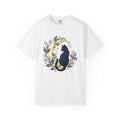Black Cat Crescent Shirt Cat Astrology Gift Women Hippie Tee Cat T-Shirt Cat Fan Boho Tshirt Zodiac Graphic Spiritual Flower Tshirt