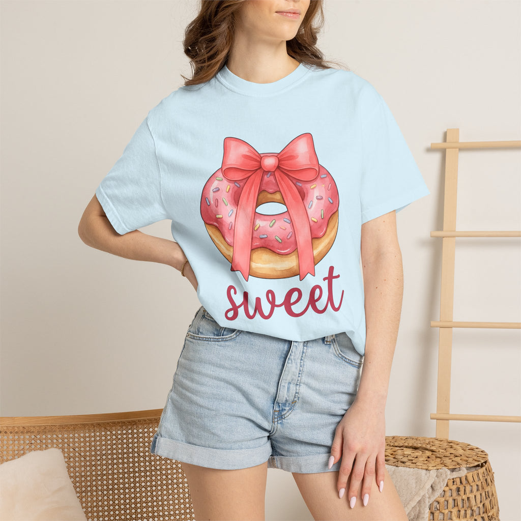 Sprinkle Donut Bow Shirt Desserts Confectionery Gift Women Brush Stroke Tee Donut T-Shirt Pastry Fan Watercolor Tshirt Candy Graphic