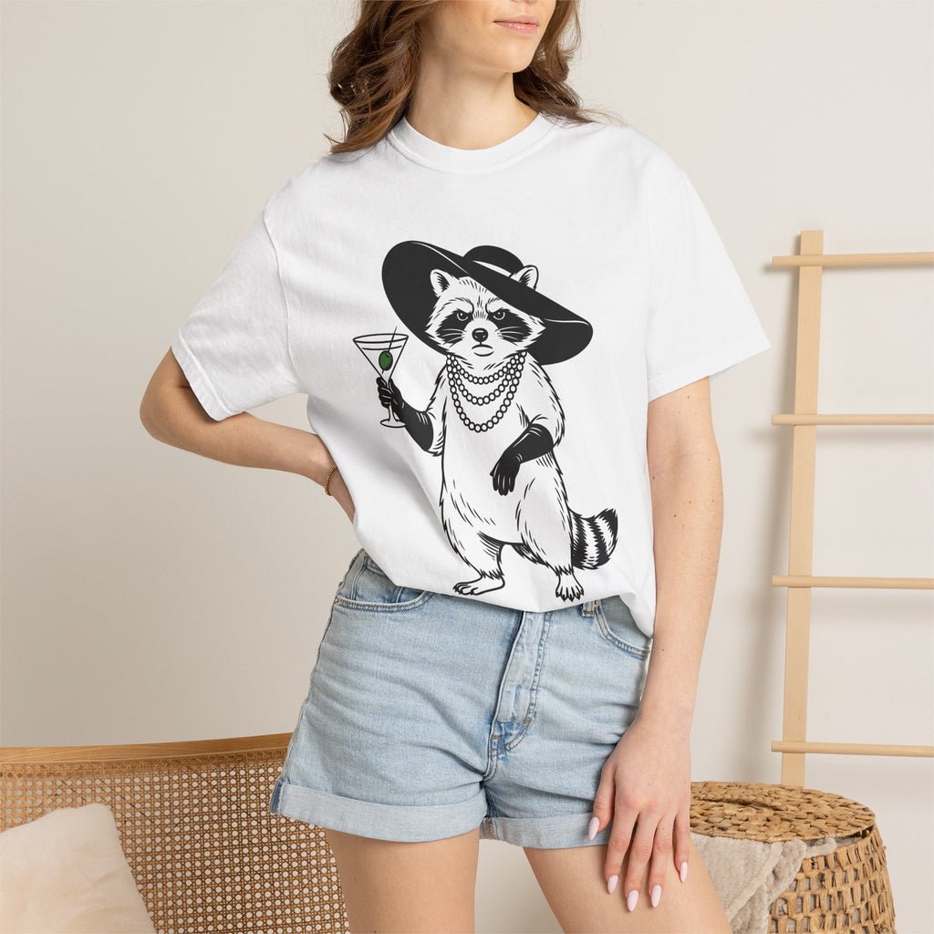 Raccoon Drink Shirt Cute Wildlife Gift Women Comic Tee Trash Panda T-Shirt Adorable Fan Cartoon Tshirt Animal Graphic Retro Cap Tshirt