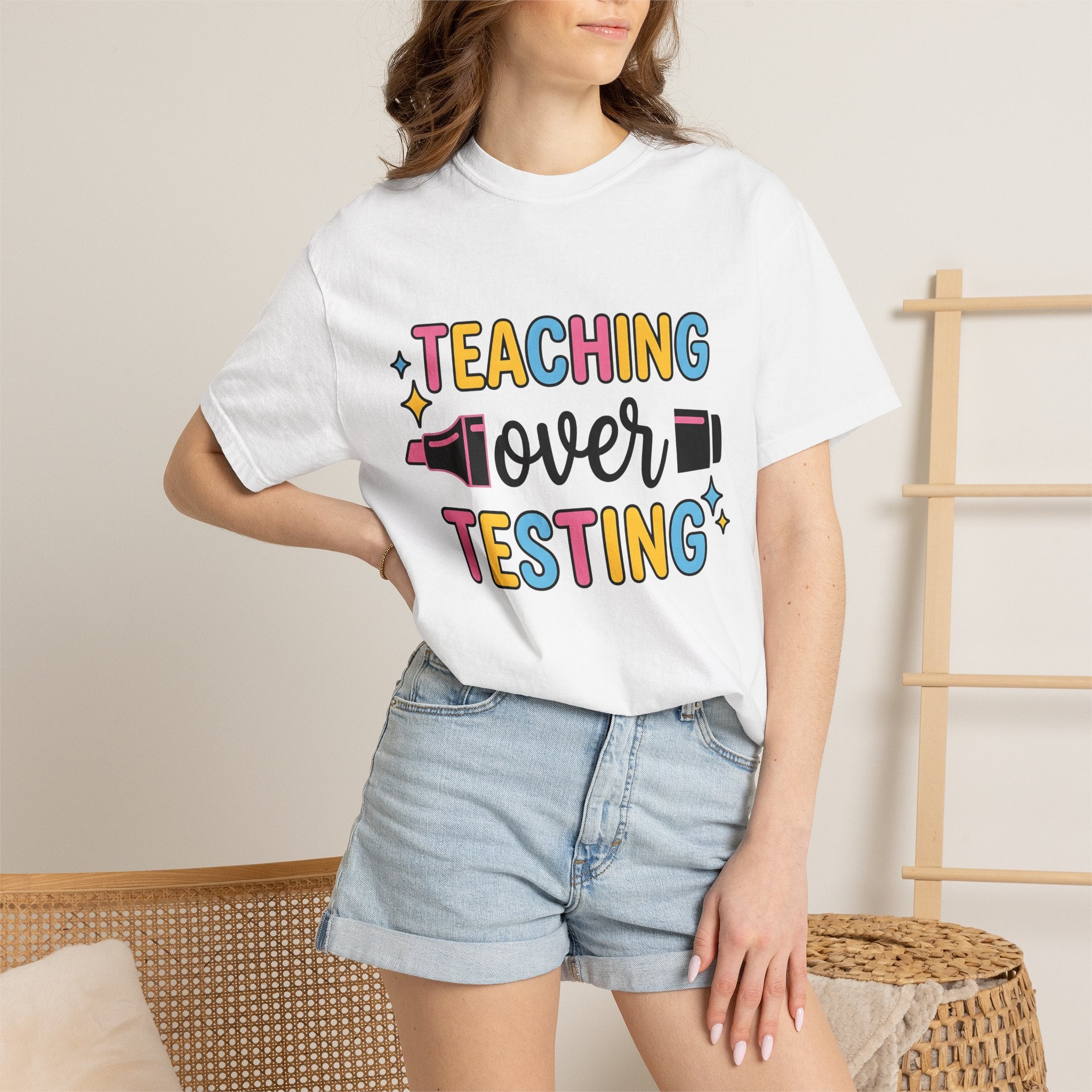 Marker Ink Graphic Shirt Teacher Education Gift Women Strong Tee Ink Art T-Shirt Educator Enthusiast Bold Tshirt Learning Graphic Fun Stars