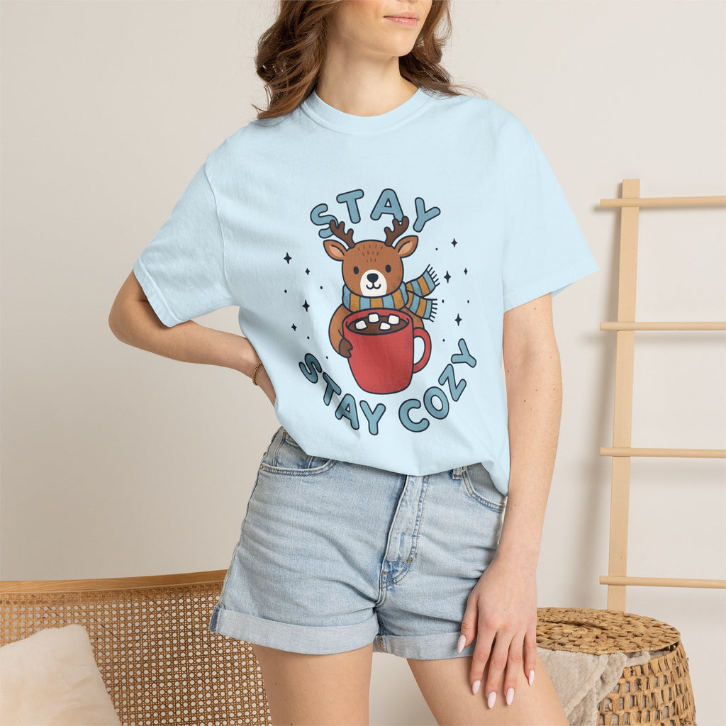 Deer Cup Shirt Christmas Snow Gift Women Adorable Tee Mug T-Shirt Xmas Fan Ceramic Tshirt Frost Graphic Animated Neck Wrap Tshirt