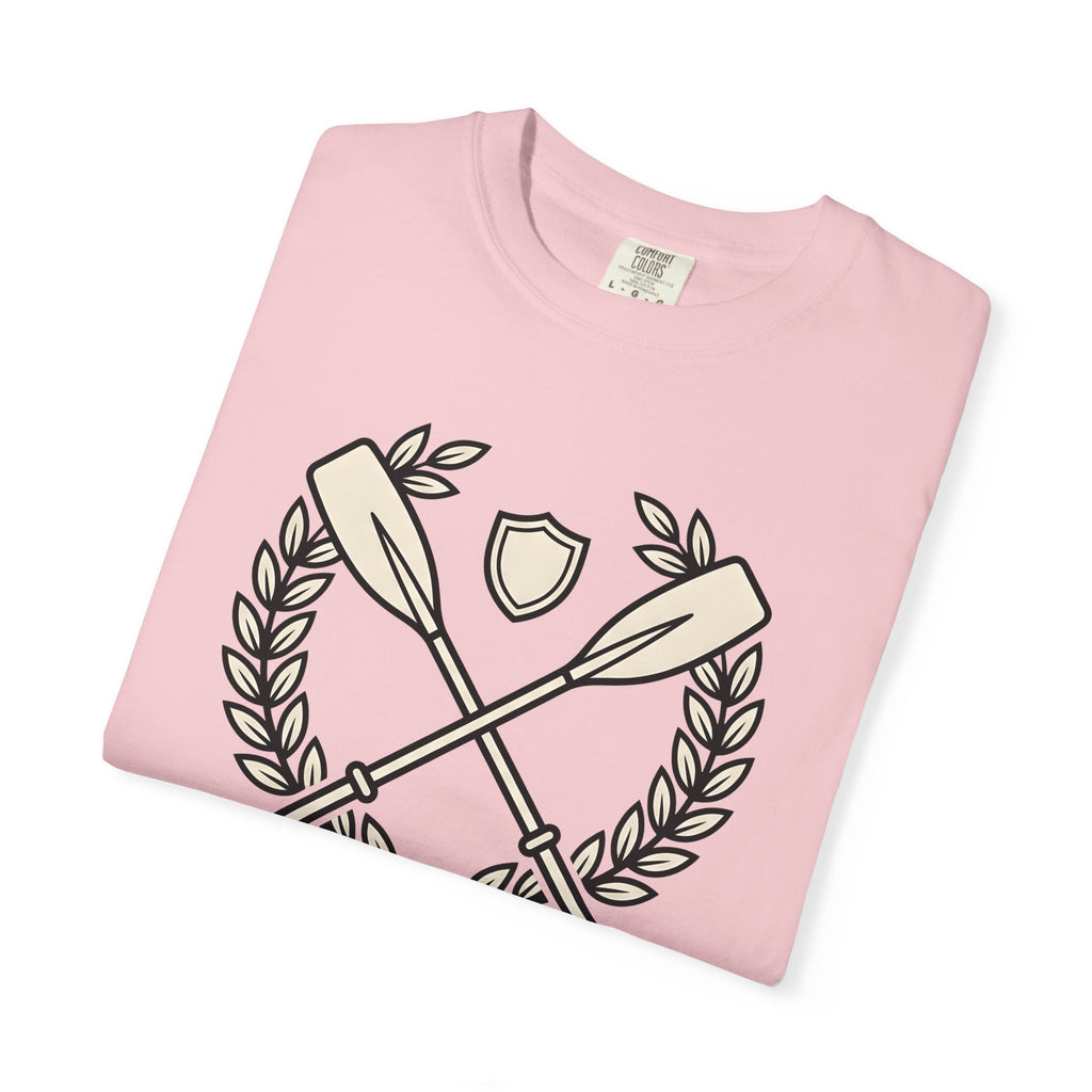 Crossed Paddles Shirt Rowing Squad Gift Women Line Art Tee Oars T-Shirt Rower Enthusiast Illustration Graphic Hand Drawn Wreath Circle