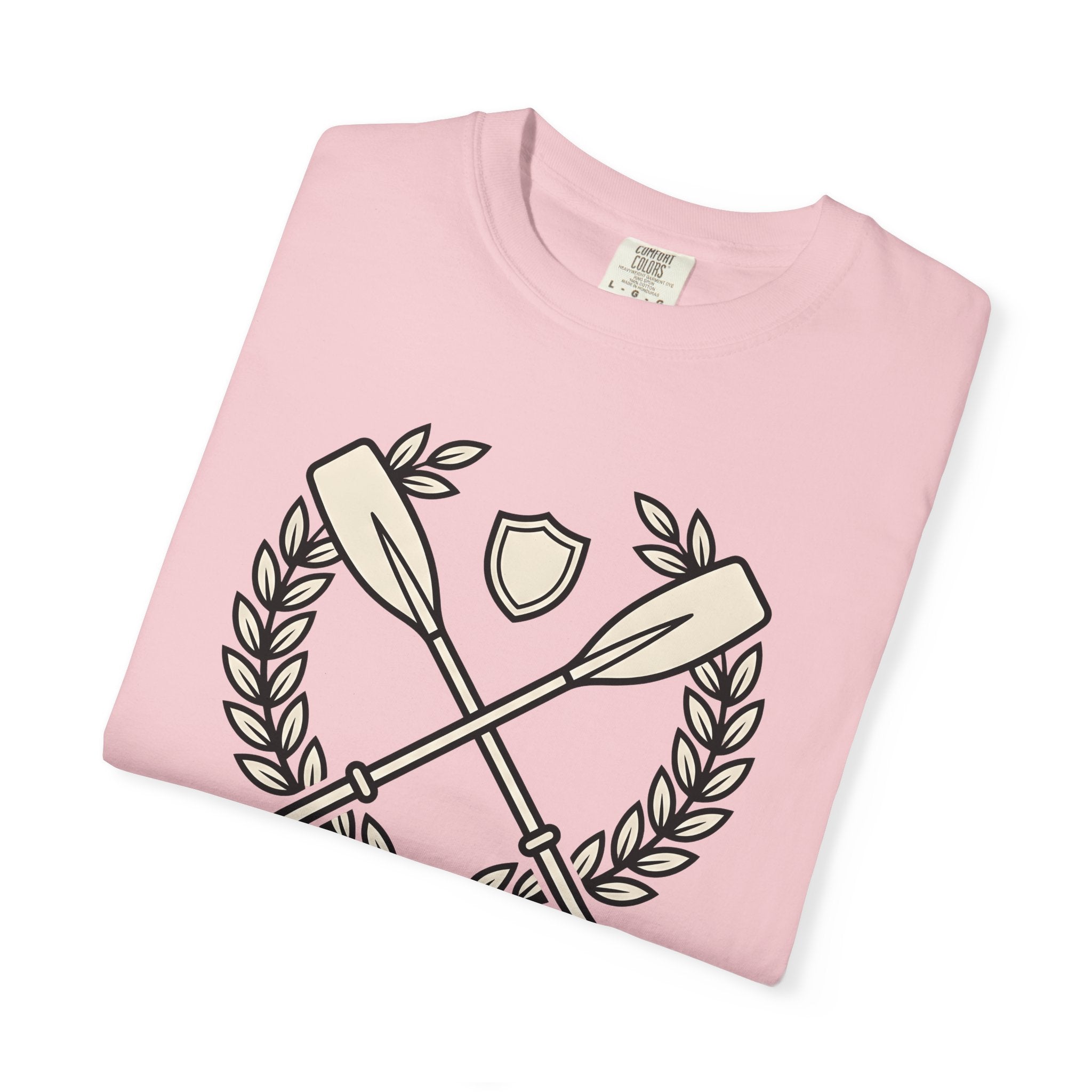 Crossed Paddles Shirt Rowing Squad Gift Women Line Art Tee Oars T-Shirt Rower Enthusiast Illustration Graphic Hand Drawn Wreath Circle