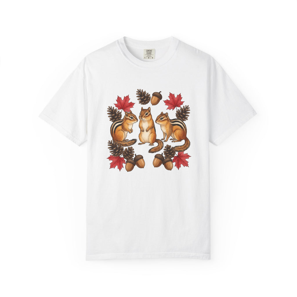 Chipmunk Trio Shirt Animals Nature Gift Women Cartoon Tee Squirrels T-Shirt Wildlife Fan Cartoonish Tshirt Environmental Graphic Oil Paint