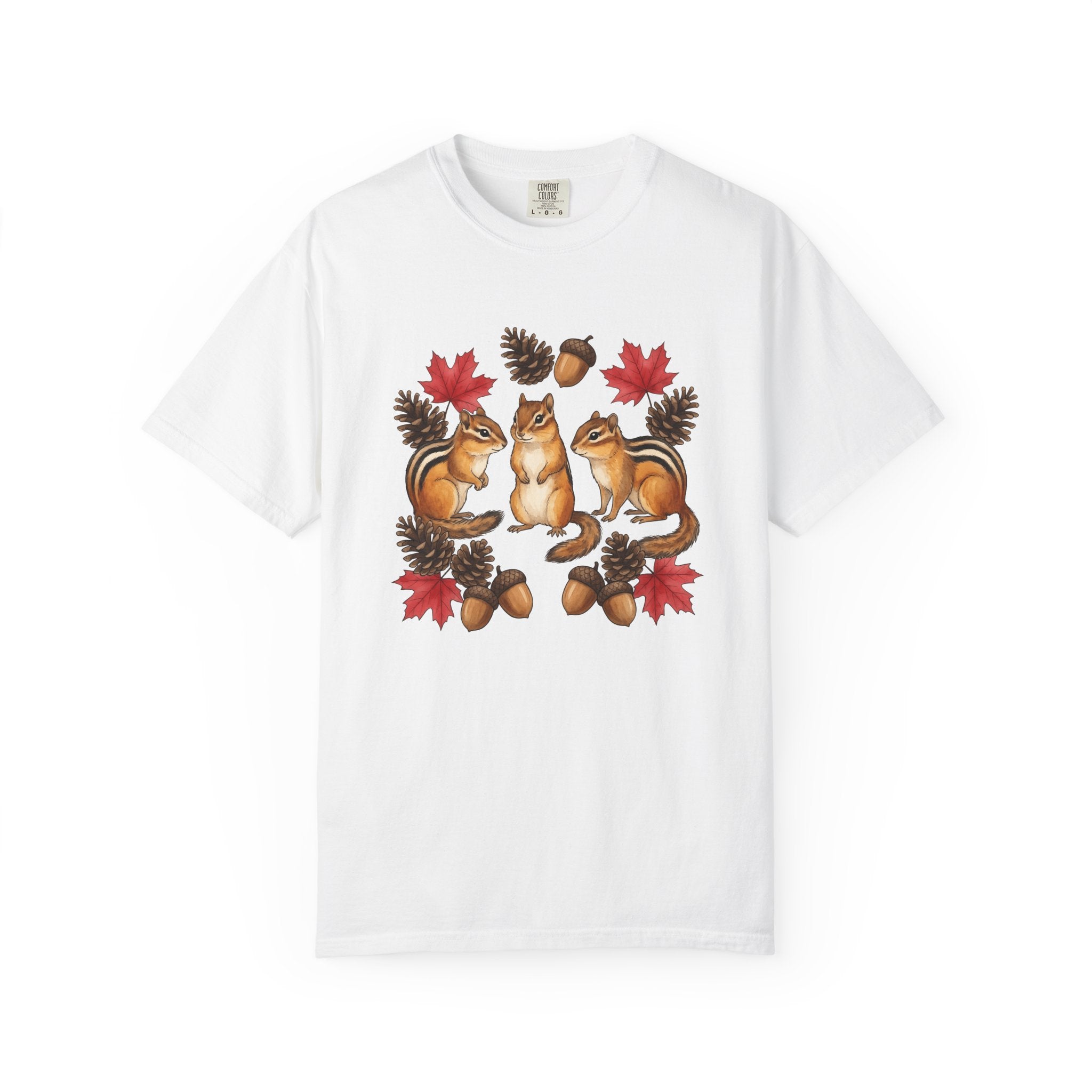 Chipmunk Trio Shirt Animals Nature Gift Women Cartoon Tee Squirrels T-Shirt Wildlife Fan Cartoonish Tshirt Environmental Graphic Oil Paint