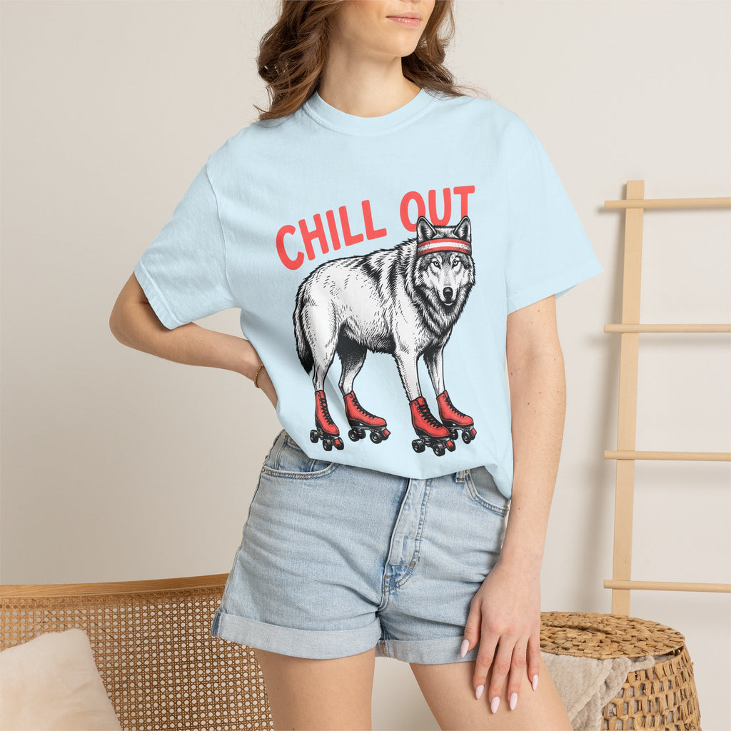Wolf Roller Skates Shirt Animal Roller Skates Gift Women Line Art Tee Roller Skating T-Shirt Animal Fan Vector Tshirt Skating Graphic