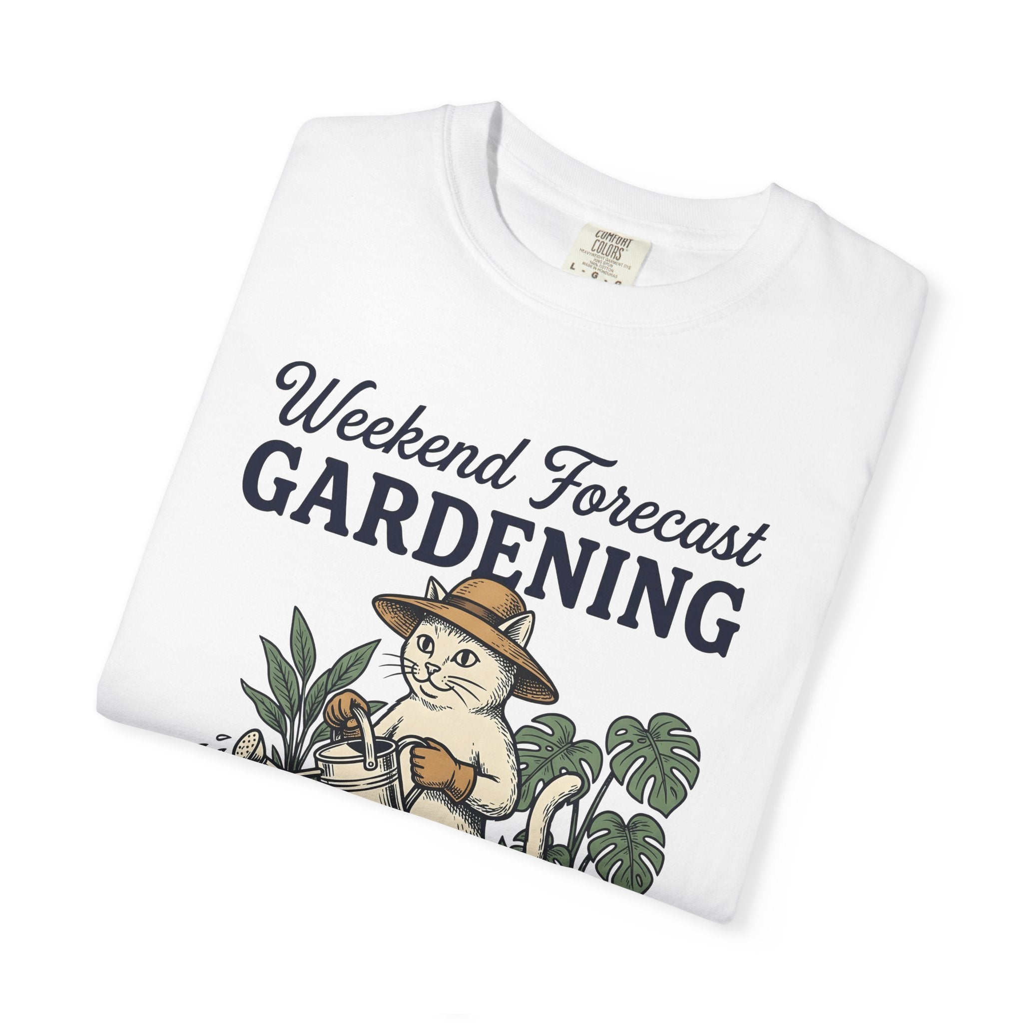 Cat Plant Care Shirt Cat Landscaping Gift Women Classic Tee Feline Care T-Shirt Cat Fan Vintage Tshirt Garden Design Minimalist Greenery