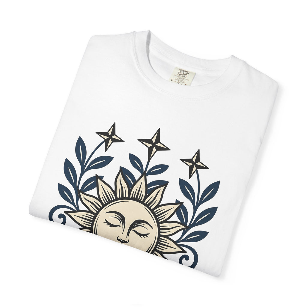 Sun Face Shirt Boho Chic Stars Gift Women Folk Tee Sun T-Shirt Bohemian Fan Tribal Tshirt Celestial Graphic Rustic Blossom Tshirt
