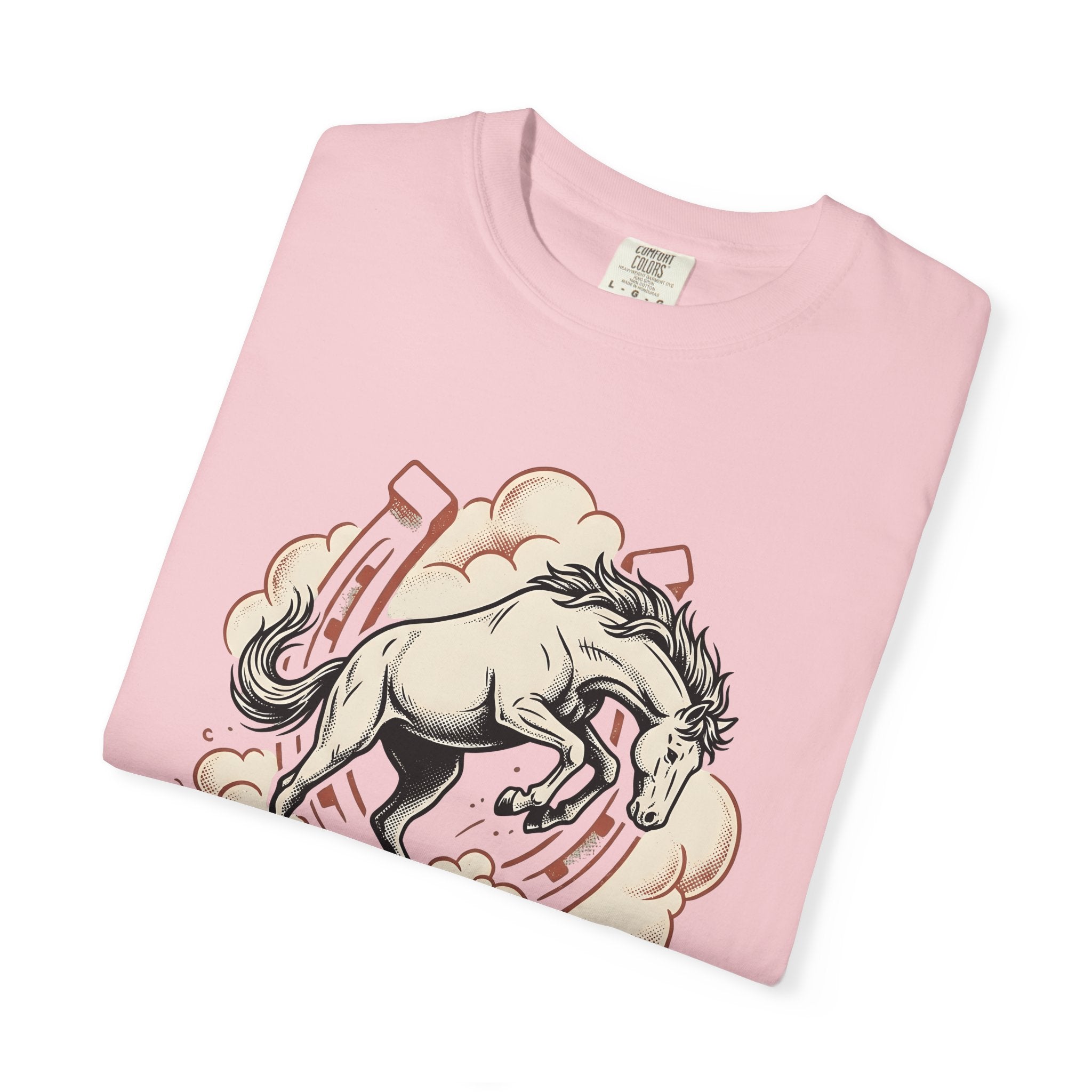 Bucking Horse Shirt Cowgirl Rodeo Gift Women Western Tee Bronco T-Shirt Cowgirl Fan Western Art Tshirt Rodeo Graphic Vintage Horseshoe