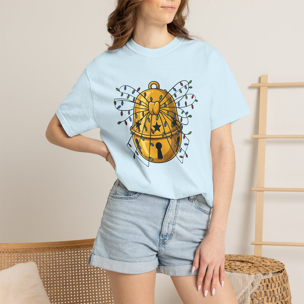 Jingle Bells Shirt Christmas Celebration Gift Women Comic Tee Sleigh Bells T-Shirt Xmas Fan Cartoon Tshirt Party Graphic Sketch Fairy Lights
