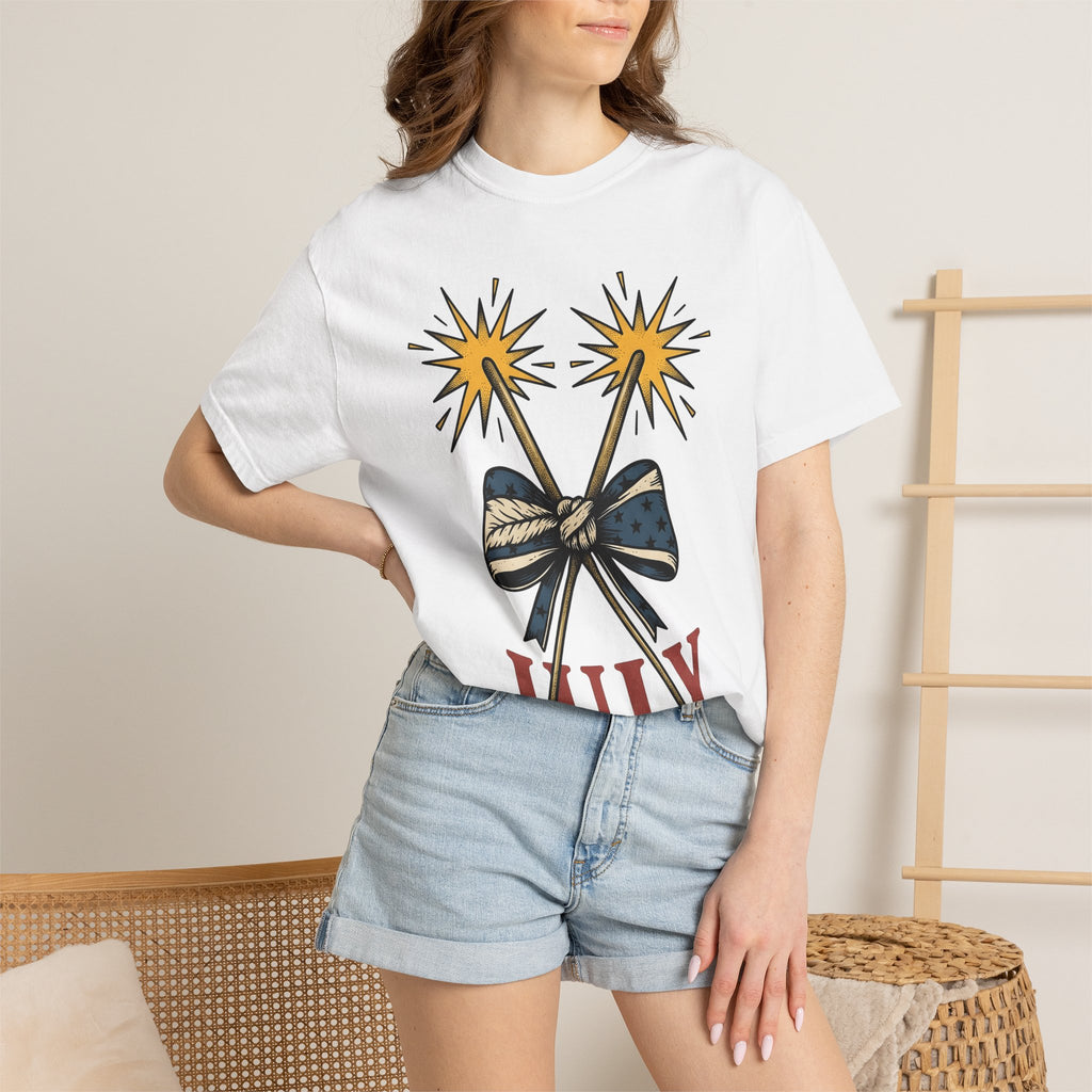 Sparkler Knot Shirt 4th Of July Liberty Gift Women Antique Tee Sparkler T-Shirt Fireworks Fan Vintage Tshirt Freedom Graphic Outline Star