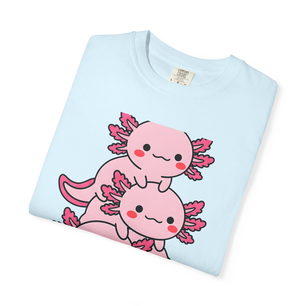 Axolotl Tea Shirt Drinks Pets Gift Women Cute Tee Mexican Salamander T-Shirt Beverage Fan Animal Graphic Illustration Comic Boba Drink