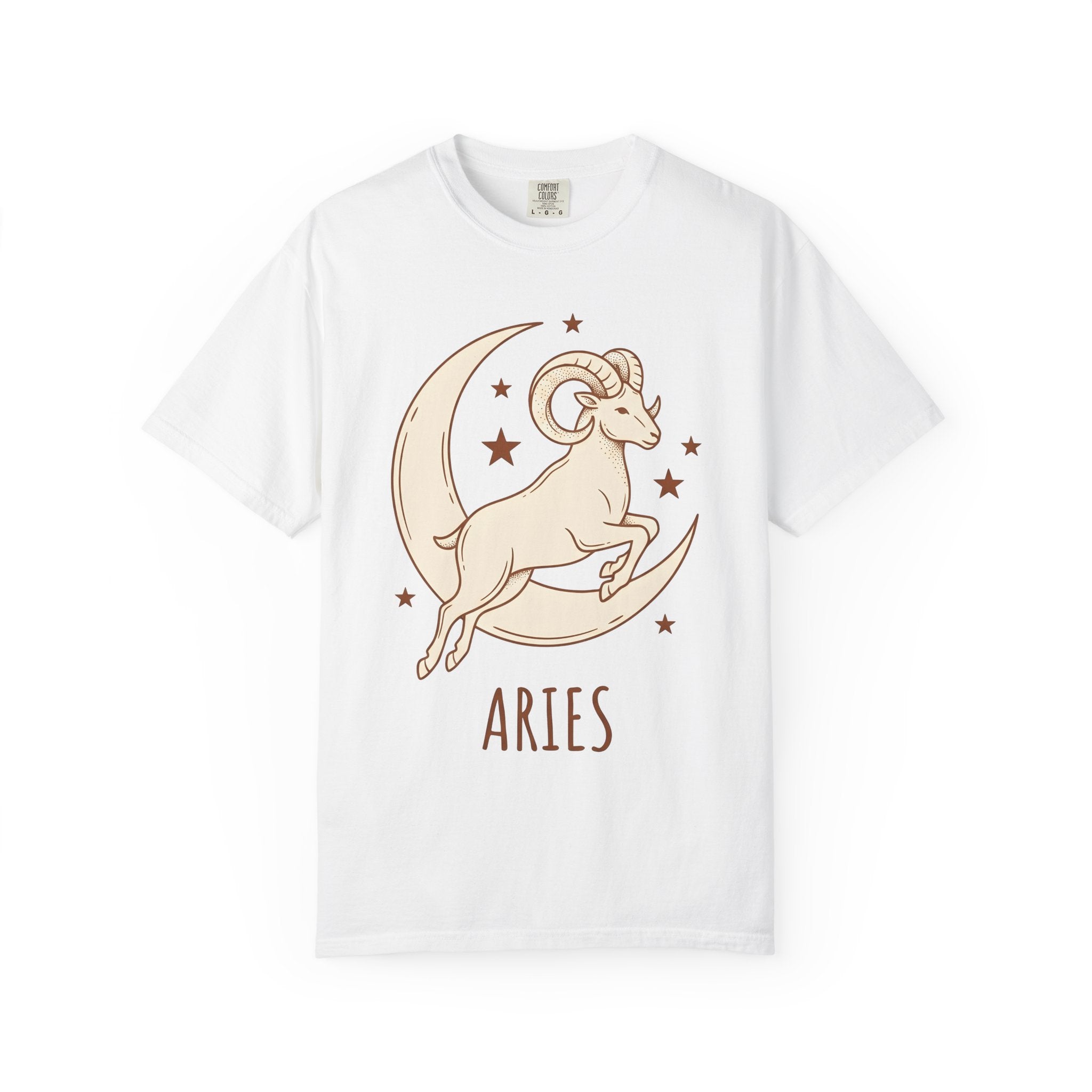 Aries Symbol Shirt Zodiac Star Sign Gift Women Gypsy Tee Ram T-Shirt Astrology Fan Boho Tshirt Horoscope Graphic Classic Lunar Crescent