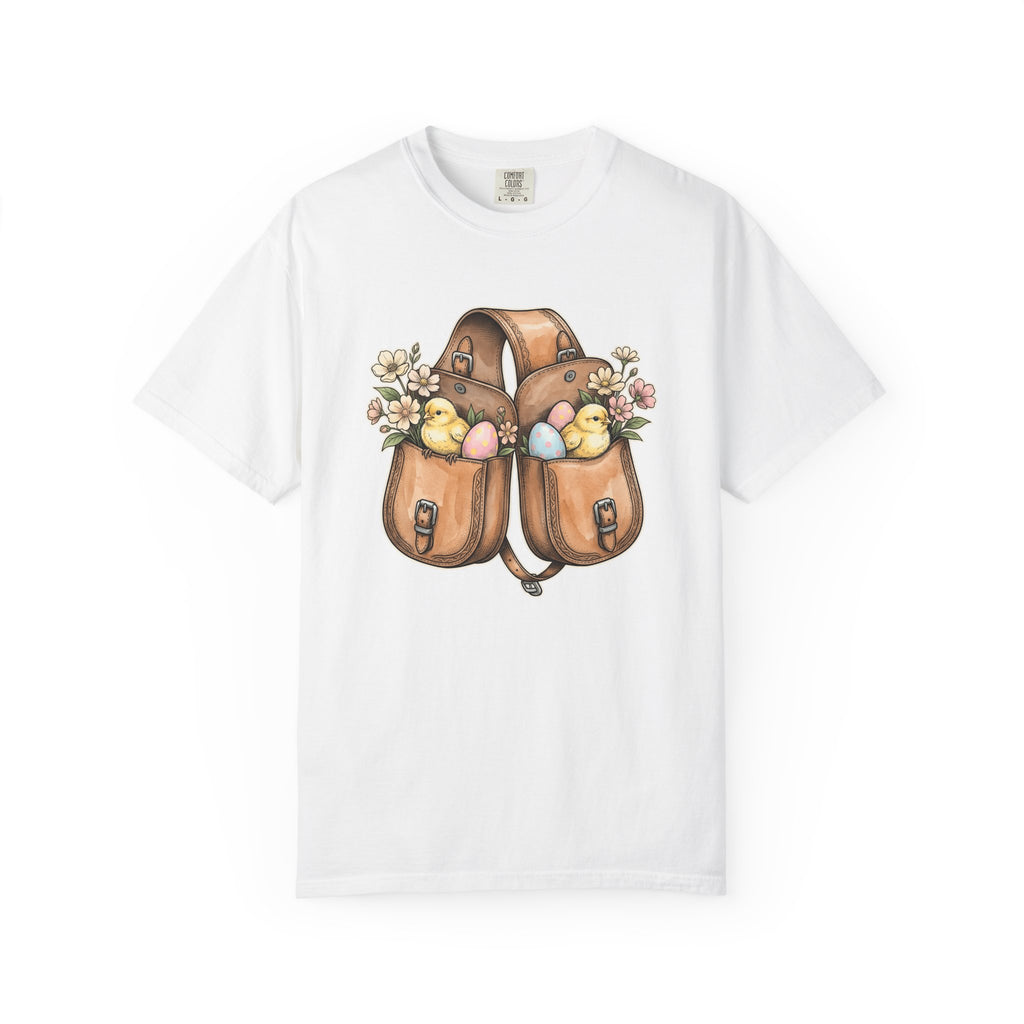 Baby Chicken Bag Shirt Easter Flowers Gift Women Floral Tee Chick Bag T-Shirt Easter Fan Botanical Graphic Tshirt Retro Nest Tshirt