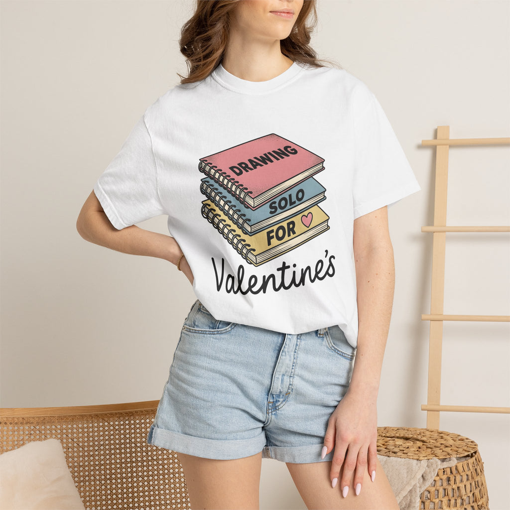 Notebook Pile Shirt St. Valentine's Day Illustrator Gift Women Comic Tee Journal Stack T-Shirt Valentine Fan Cartoon Tshirt Artist Graphic