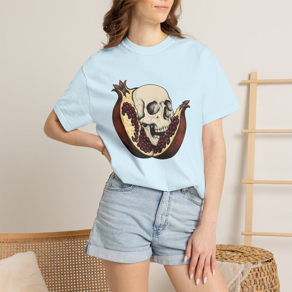 Skull Pomegranate Shirt Funny Paranormal Gift Women Illustration Tee Pomegranate T-Shirt Humor Fan Drawing Graphic Supernatural Graphic