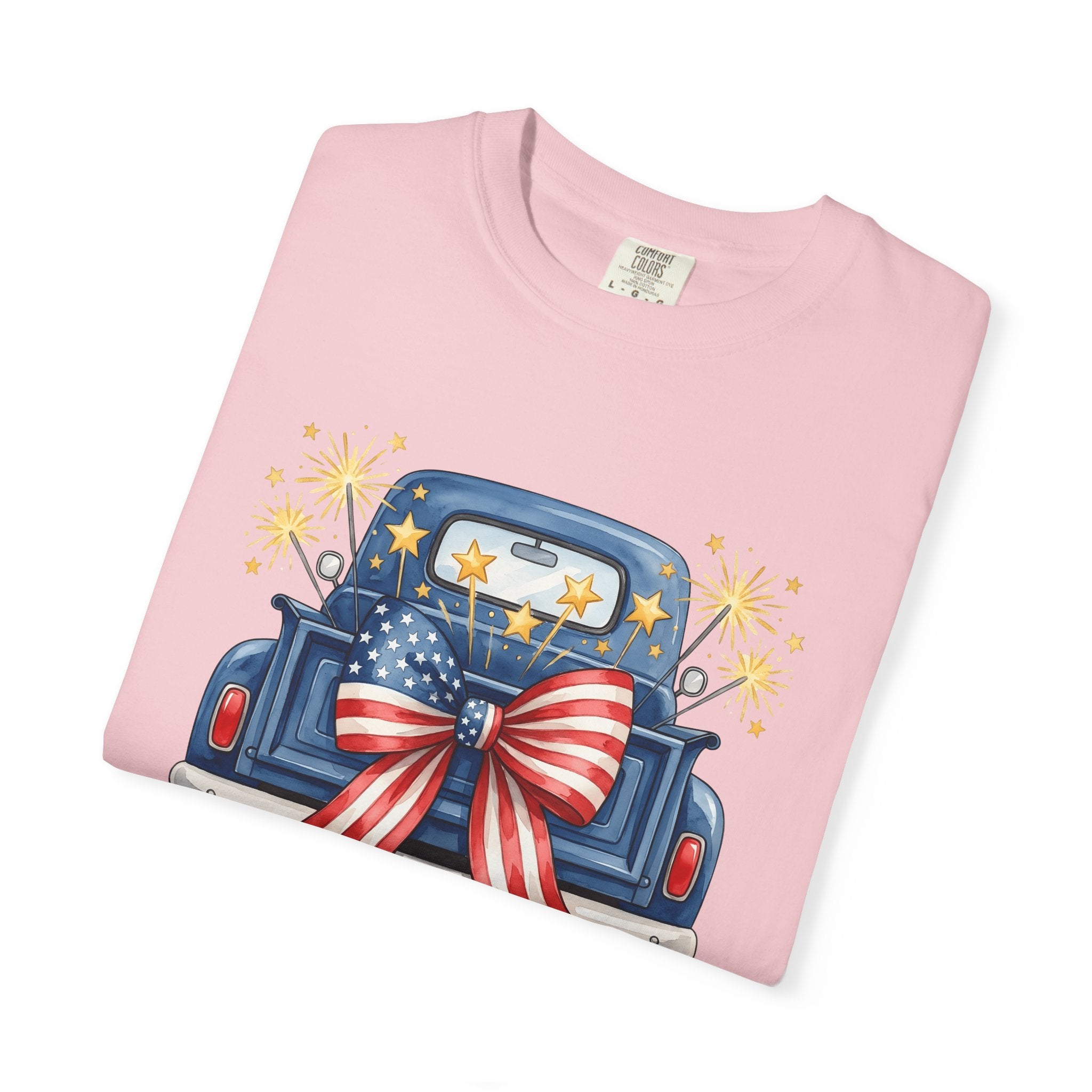 USA Truck Shirt America Freedom Gift Women Painted Tee Lorry T-Shirt American Fan Trucker Tshirt Liberty Graphic Classic Stars Bow Tshirt