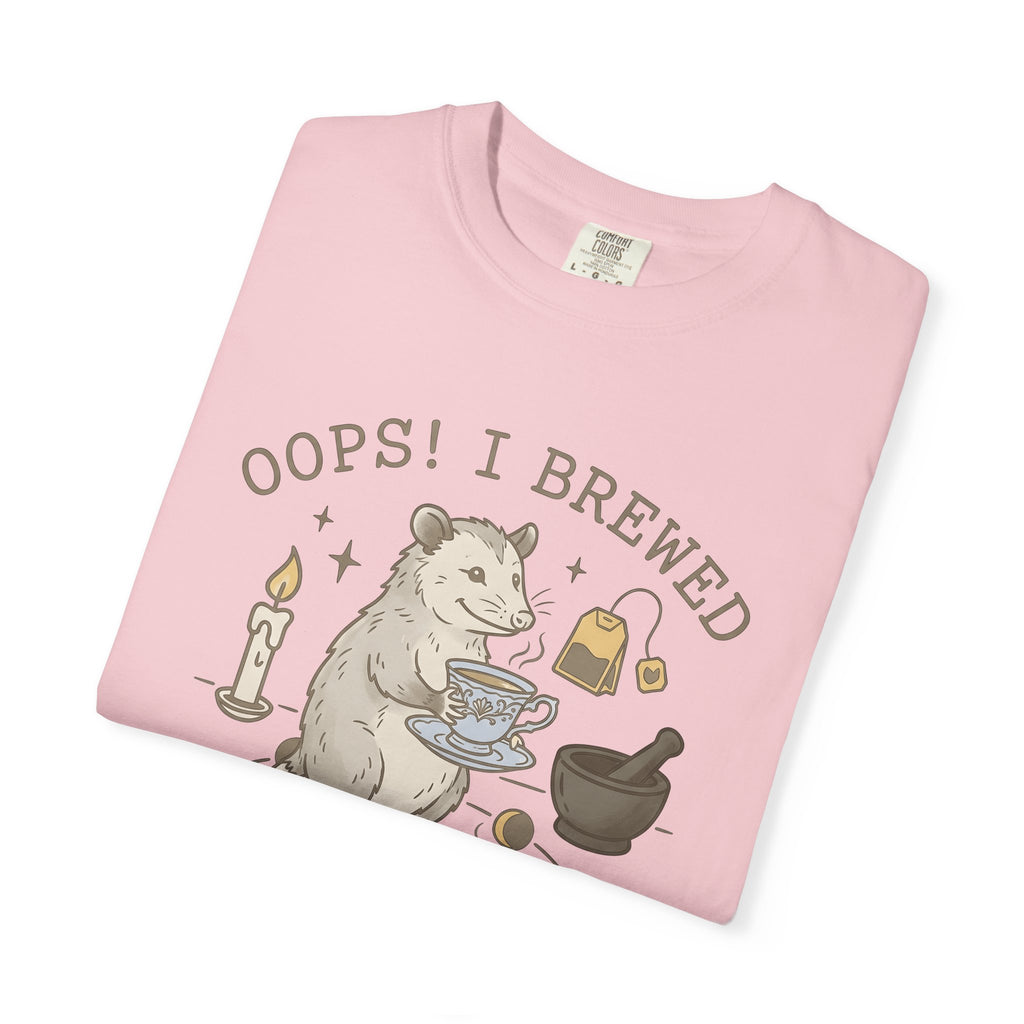 Opossum Teacup Shirt Halloween Sorcery Gift Women Fantasy Tee Possum T-Shirt Horror Fan Occult Tshirt Magic Graphic Retro Wax Candle Tshirt
