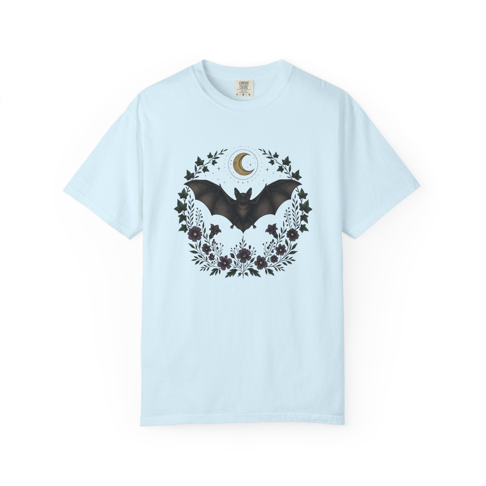 Bat Shirt Gothic Outdoors Gift Women Bohemian Tee Flying Fox T-Shirt Dark Fan Hippie Tshirt Nature Graphic Retro Flowers Tshirt