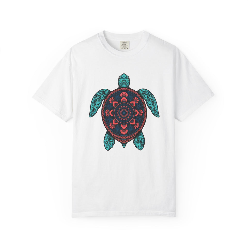 Mandala Turtle Shirt Boho Chic Aquatic Gift Women Gypsy Tee Turtle T-Shirt Bohemian Fan Tribal Tshirt Marine Graphic Outline Bloom Tshirt