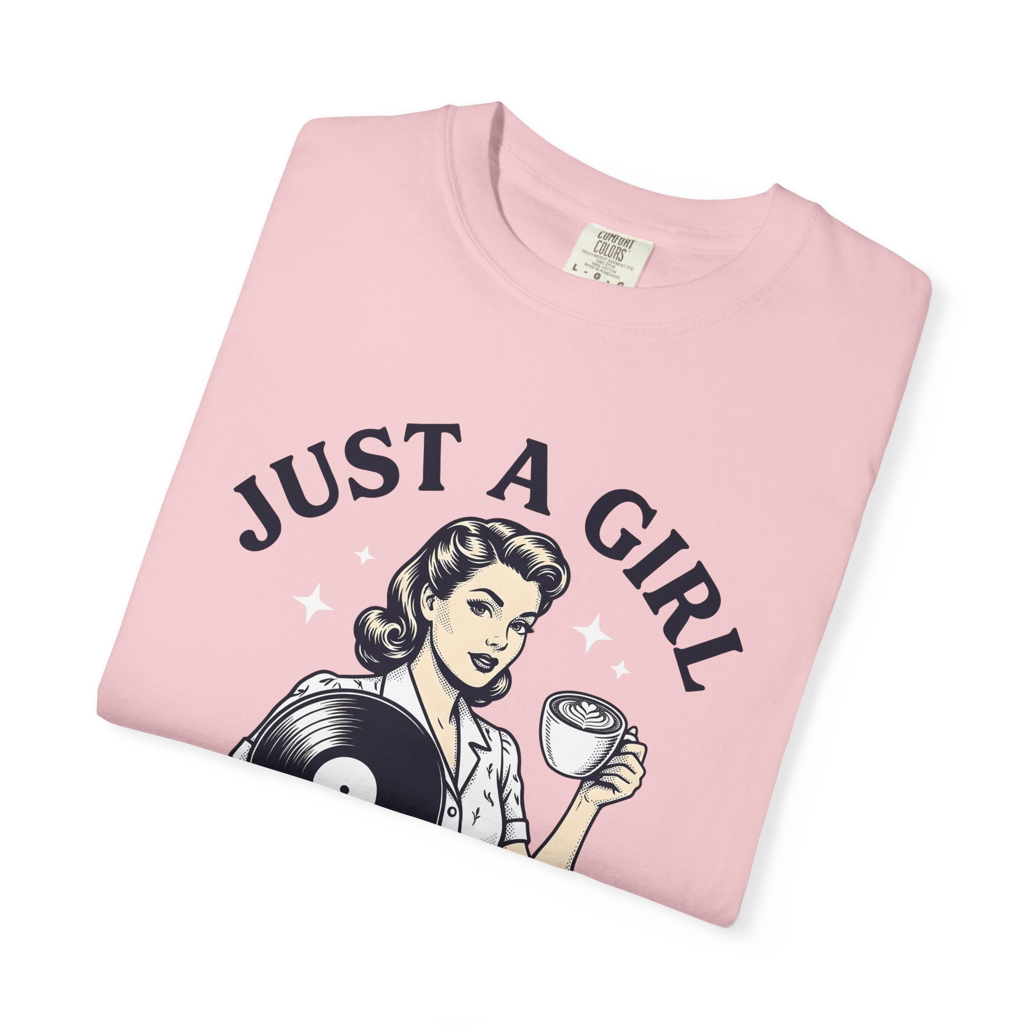 Nostalgic Female Coffee Disc Shirt Coffee Tunes Gift Women Antique Tee Coffee Saucer T-Shirt Java Fan Vintage Tshirt Music Graphic Cartoon