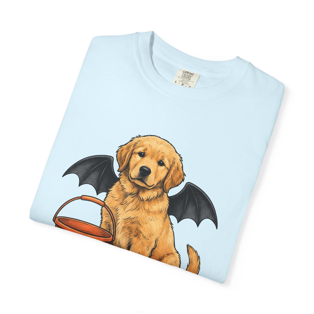 Golden Retriever Puppy Shirt Dog October Gift Women Cartoon Tee Puppy T-Shirt Dog Fan Pup Cartoon Tshirt Autumn Graphic Line Art Jack O