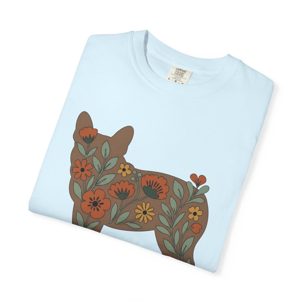 French Bulldog Shirt Dog Floral Gift Women Boho Tee Bouledogue Francais T-Shirt Dog Fan Hippie Tshirt Botanical Graphic Minimalist Flowers