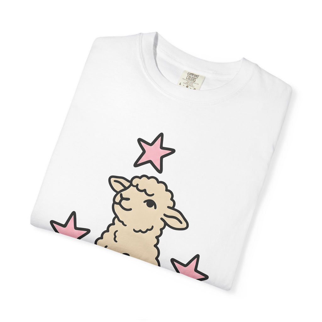Lamb Illustration Shirt Easter Pet Gift Women Cute Tee Sheep T-Shirt Easter Fan Lamb Tshirt Animal Graphic Comic Star Shapes Tshirt