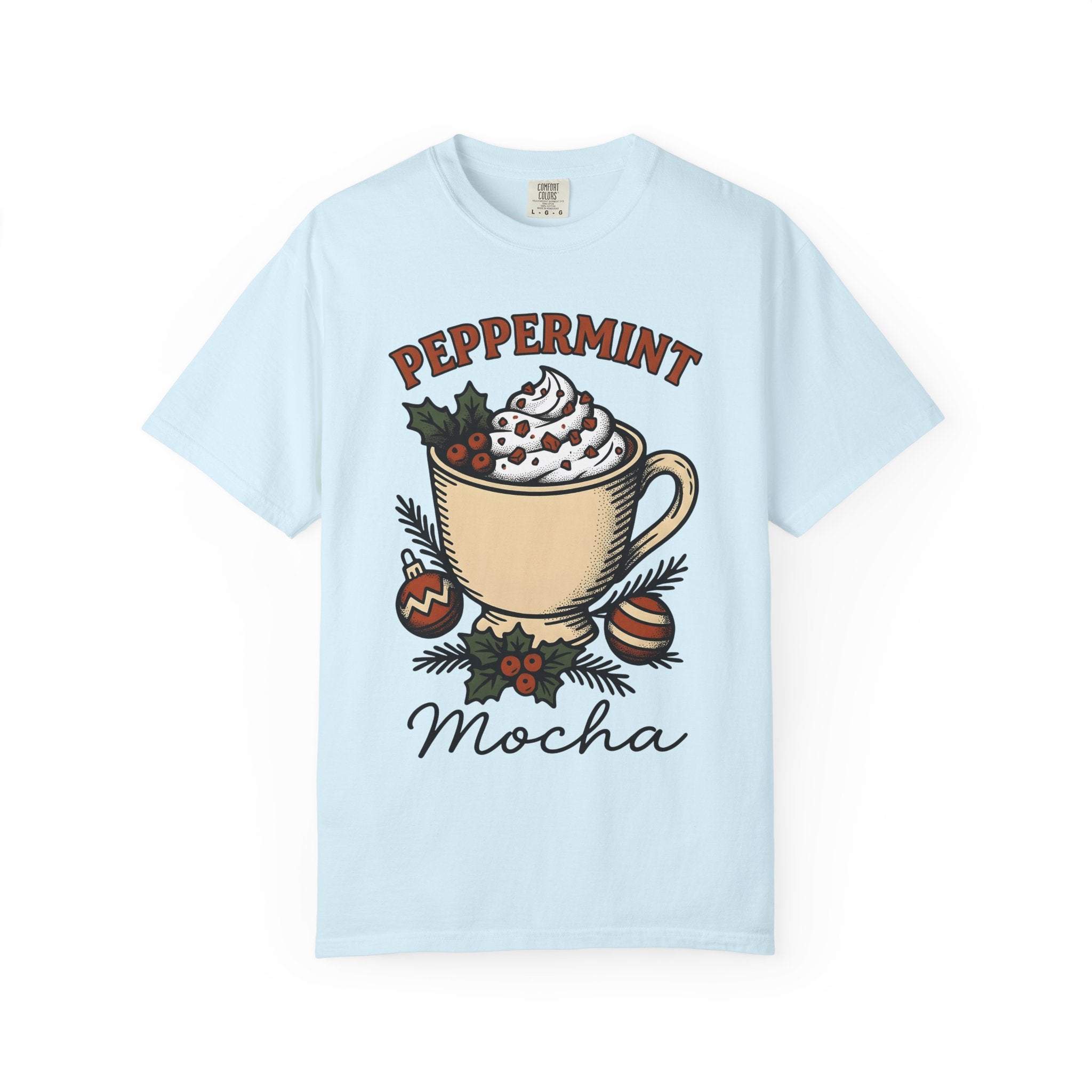 Coffee Cup Shirt Christmas Latte Gift Women Classic Tee Mug T-Shirt Xmas Fan Coffee Cupping Tshirt Cappuccino Graphic Doodle Holly Branches