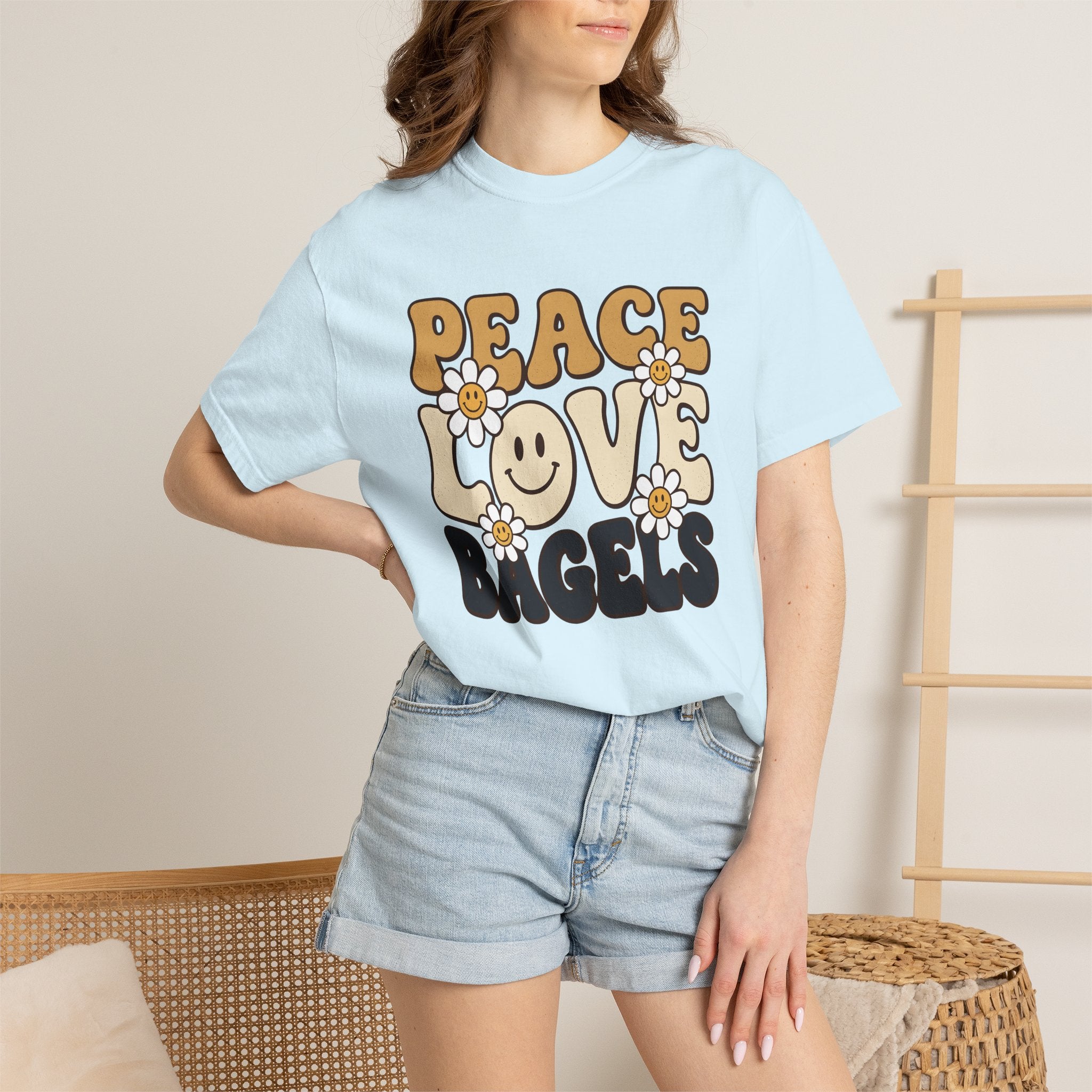 Bagel Art Shirt Bagels Pastry Gift Women Hand Drawn Tee Bagel T-Shirt Bagel Fan Doodle Tshirt Bakery Graphic Line Art Blossom Tshirt