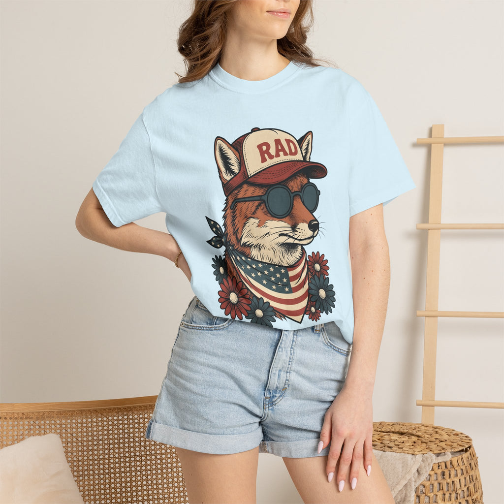 Fox Eyeglasses Shirt 4th Of July Fauna Gift Women Classic Tee Glasses T-Shirt Independence Fan Spectacles Tshirt Wildlife Graphic Line Art