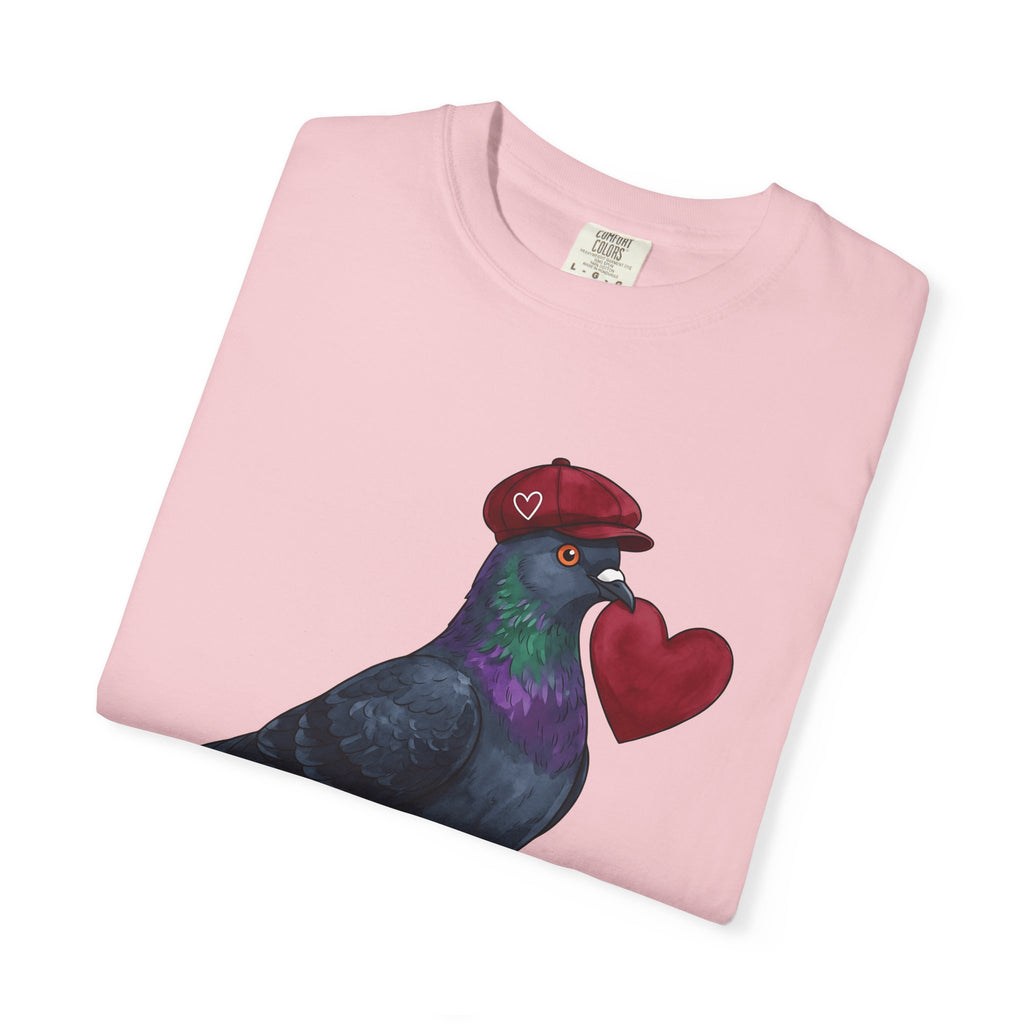 Pigeon Heart Shirt St. Valentines Day Love Gift Women Cartoon Tee Dove T-Shirt Valentine Fan Comic Tshirt Romance Graphic Watercolor Cap