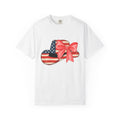 Patriotic Hat Shirt 4th Of July Patriotic Gift Women Vintage Tee Cap T-Shirt Fireworks Fan Retro Tshirt American Graphic Hand Drawn Bow