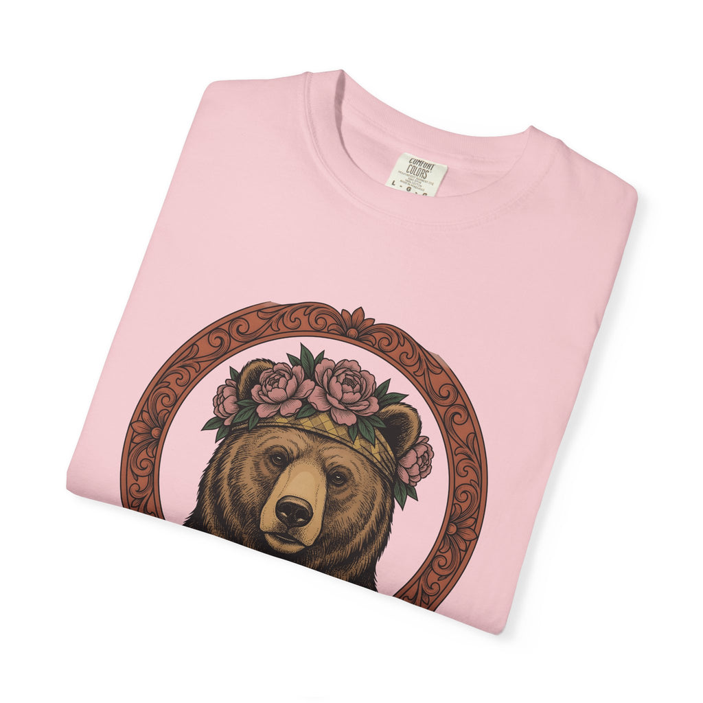 Bear Floral Crown Shirt Animals & Flowers Nature Gift Women Boho Tee Bear T-Shirt Wildlife Fan Bohemian Tshirt Environmental Graphic Vintage