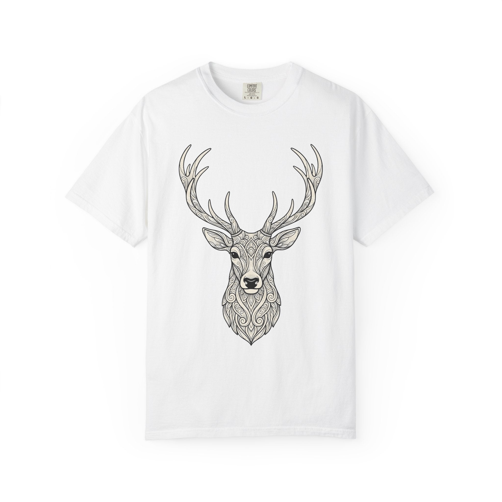 Deer Head Shirt Boho Chic Wildlife Gift Women Floral Tee Buck T-Shirt Bohemian Fan Botanical Tshirt Animal Graphic Sketch Horns Tshirt