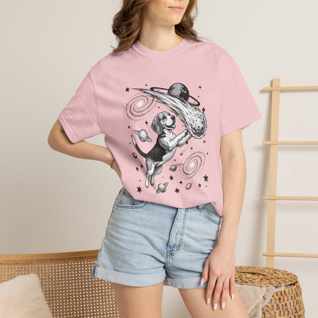 Beagle Rocket Shirt Dog Cosmos Gift Women Retro Tee Hound T-Shirt Dog Fan Vintage Tshirt Galaxy Graphic Line Art Space Rock Tshirt
