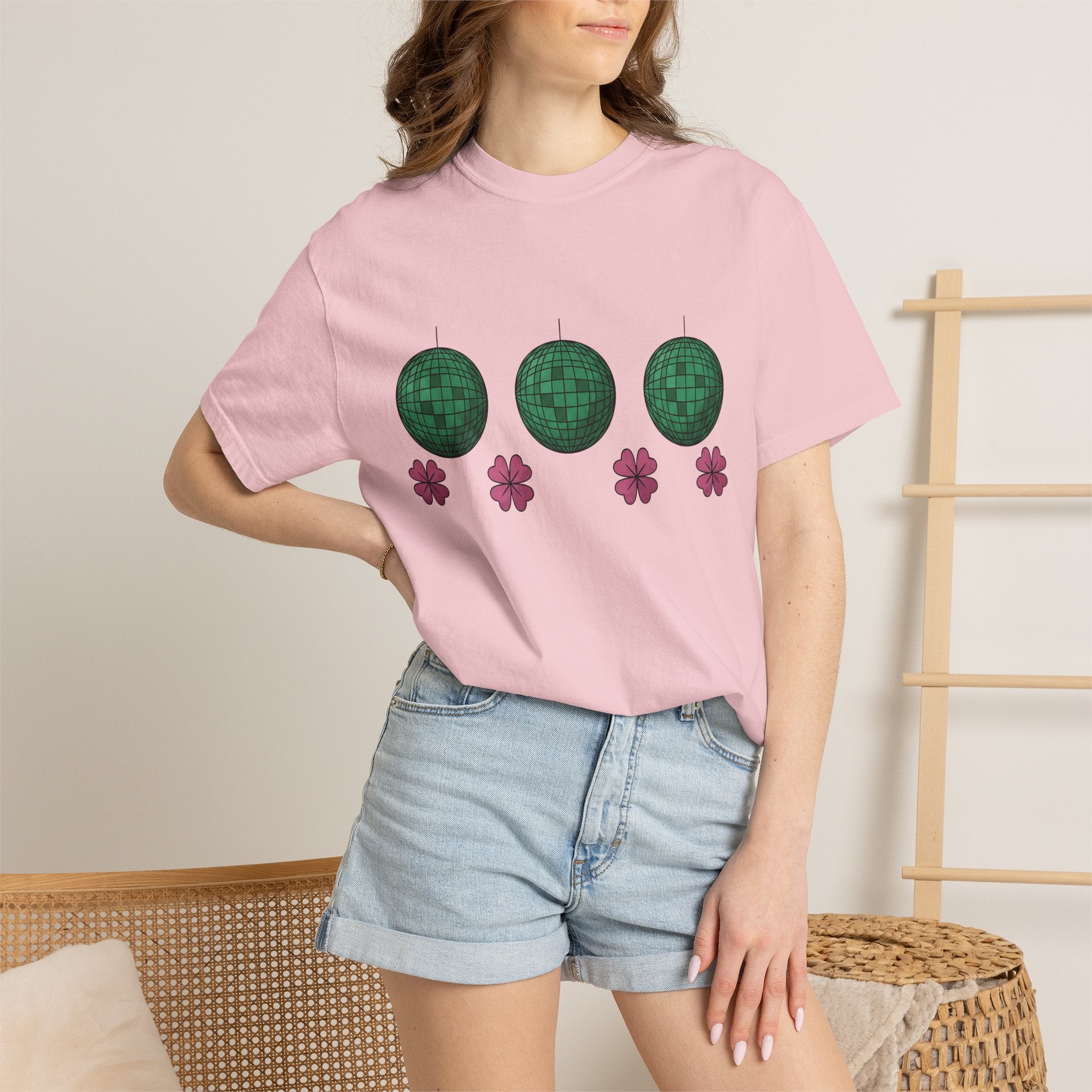 Party Ball Shirt St Patrick's Day Gathering Gift Women Cartoon Tee Disco Ball T-Shirt Shamrock Fan Comic Tshirt Party Graphic Modern Lucky