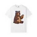 Bear Sausage Shirt America Flag Gift Women Comic Tee Sausage T-Shirt Patriot Fan Cartoon Tshirt Banner Graphic Vintage Sweatband Tshirt
