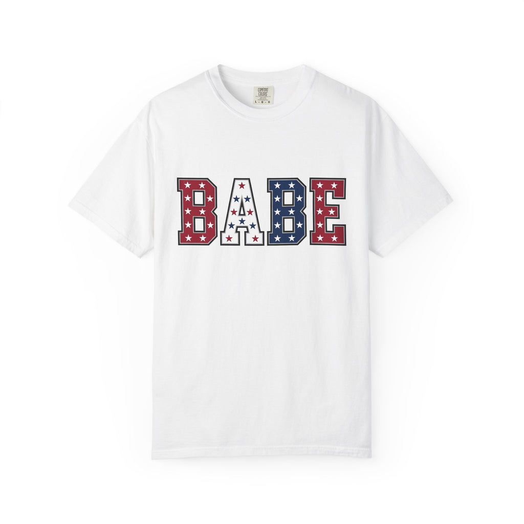 Varsity Star Font Shirt America/4th Of July Liberty Gift Women Thick Tee Block Letter T-Shirt Patriot Fan Bold Typography Tshirt Freedom