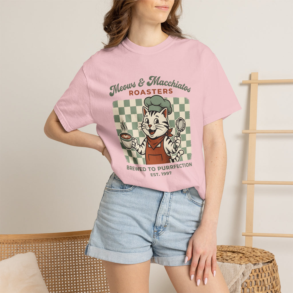 Espresso Cat Shirt Cat Mocha Gift Women Retro Tee Cat T-Shirt Feline Fan Vintage Tshirt Coffee Graphic Hand Drawn Espresso Cup Tshirt